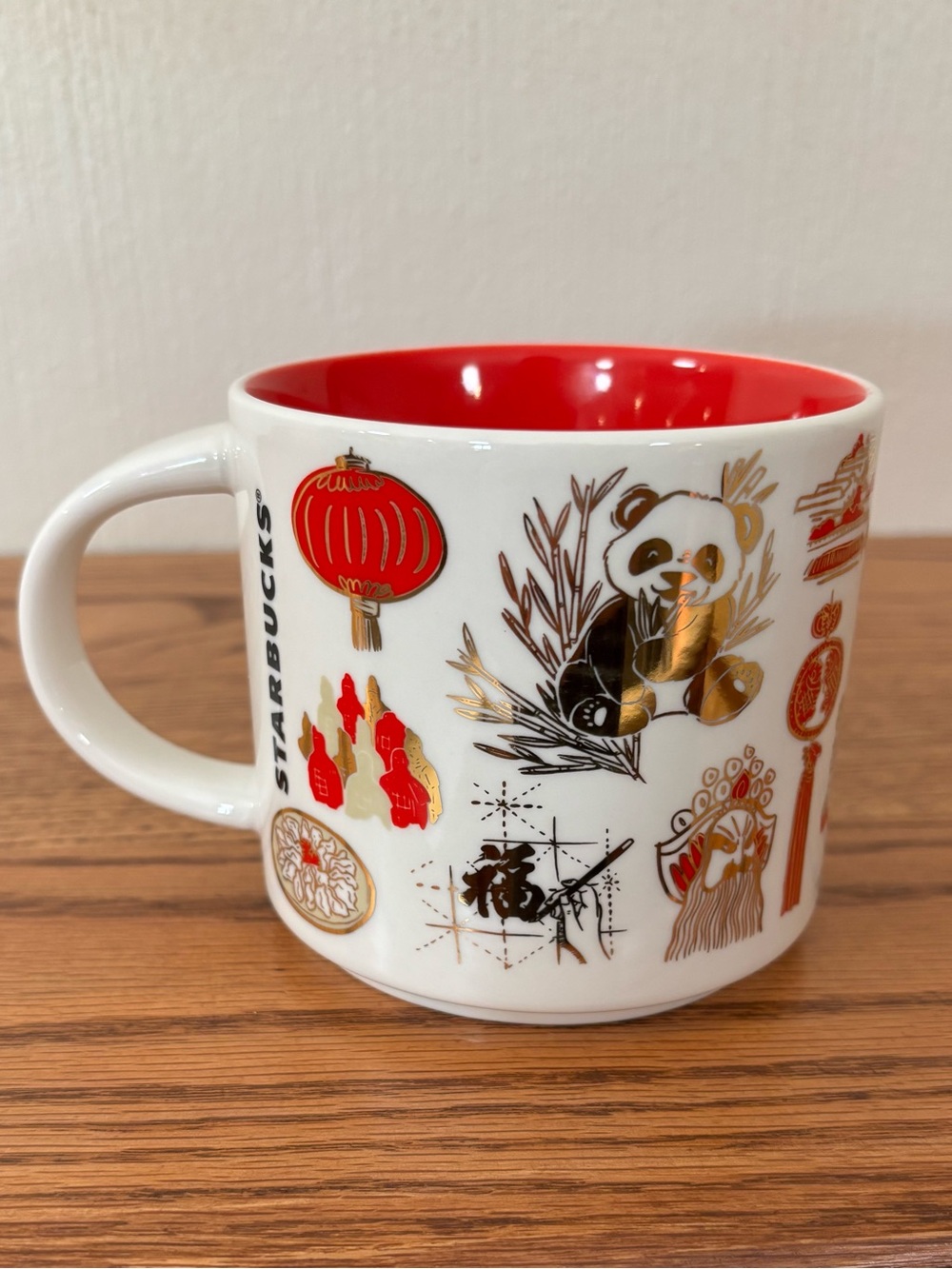 STARBUCKS China Been There Series 2023 Mug Red Gold City 14 oz New No Box - Picture 3 of 5